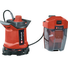 Einhell Akku-Klarwasserpumpe 18 Volt mit separater Akkubox und Verbindungskabel.