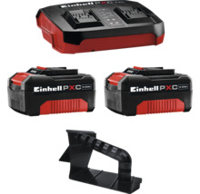 Kit de démarrage Einhell Power X-Change avec deux batteries de 4.0 ampères-heures, un chargeur et un support mural