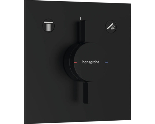 Mitigeur monocommande encastré Hansgrohe pour deux consommateurs carré avec logo Hansgrohe