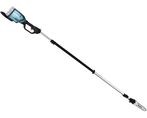 Élagueur sur batterie Makita avec long manche et outil de coupe à l'extrémité
