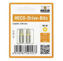Deux embouts de vissage HECO-Drive HD-30 LongLife dans leur emballage d'origine.