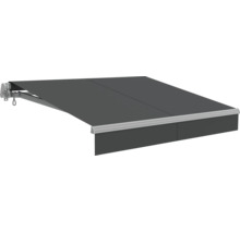 Store banne avec fixation murale et mécanisme à manivelle pour la protection solaire sur la terrasse ou le balcon