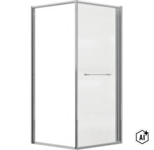 Cabine de douche d angle en verre véritable avec profilés métalliques (Image AI modified or generated)