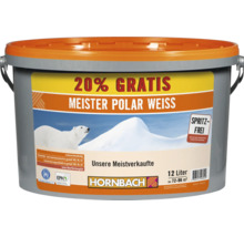 Eimer Meister Polar Weiss Innenfarbe 12 Liter mit 20 Prozent gratis Inhalt spritzfrei für 72 bis 96 Quadratmeter