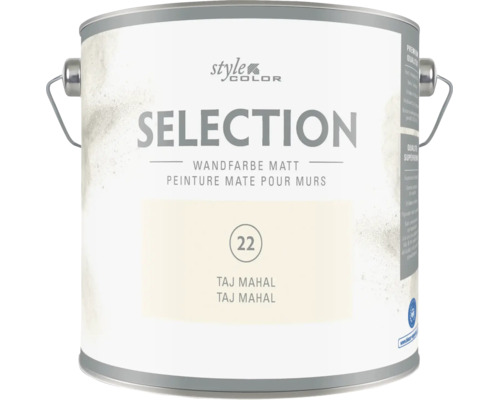 Peinture murale mate styleCOLOR SELECTION Taj Mahal numéro 22 sous forme de pot de peinture à dispersion