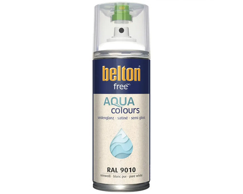Peinture en aérosol Belton free Aqua Colours blanc pur satiné RAL 9010