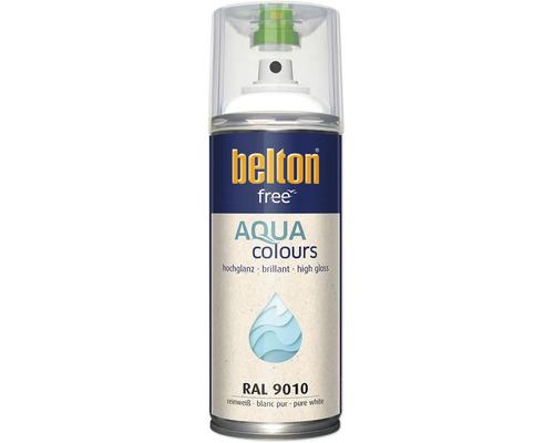 Peinture en aérosol Belton Free Aqua Colours en blanc pur RAL 9010 brillant