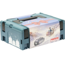 Calendrier de l Avent Makita dans une mallette à outils en plastique robuste avec motif de Noël incluant un père Noël sur un traîneau