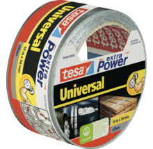 Tesa Extra Power Universal Gewebeband in silber, Rolle mit 10 Meter Länge und 50 Millimeter Breite für Reparatur und Befestigung.