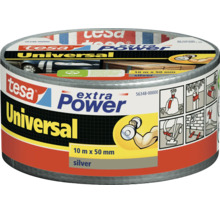 Tesa Extra Power Universal Gewebeband, 10 Meter mal 50 Millimeter, silber