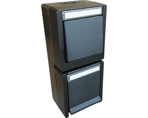 Double bouton de sonnette pour montage en saillie avec deux porte noms et boîtier rectangulaire pour l extérieur