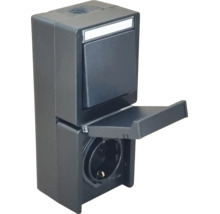 Combinaison interrupteur et prise en saillie pour pièces humides en version robuste