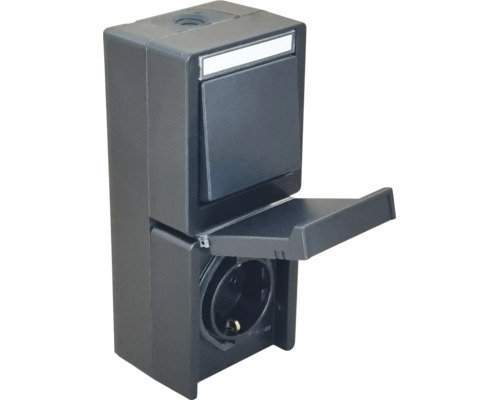 Combinaison interrupteur et prise en saillie pour pièces humides en version robuste