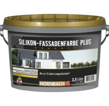 Eimer Silikon Fassadenfarbe Plus mit 2,5 Liter Inhalt für Außenwände mit Langzeitschutz und Abperleffekt.