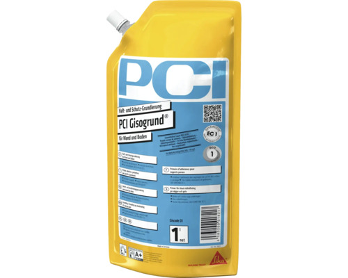Primaire d'adhérence et de protection PCI Gisogrund pour murs et sols en flacon plastique avec logo Sika