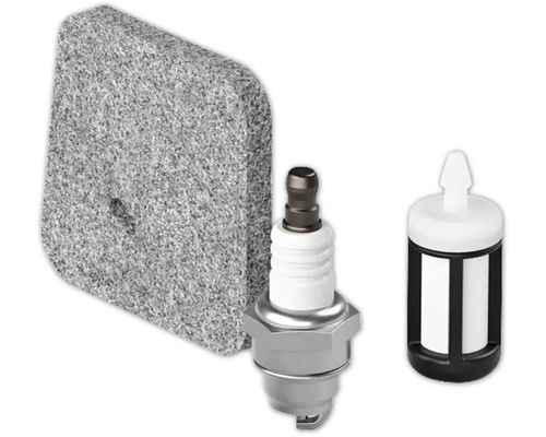 Wartungsset bestehend aus einem Luftfilter, einer Zündkerze und einem Kraftstofffilter für motorbetriebene Gartengeräte