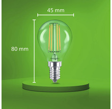 Ampoule LED filament Philips goutte E14 avec 45 millimètres de diamètre et 80 millimètres de hauteur