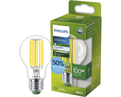 Philips LED Lampe E27 7,3 Watt entspricht 100 Watt 1535 Lumen 4000 Kelvin UltraEfficient