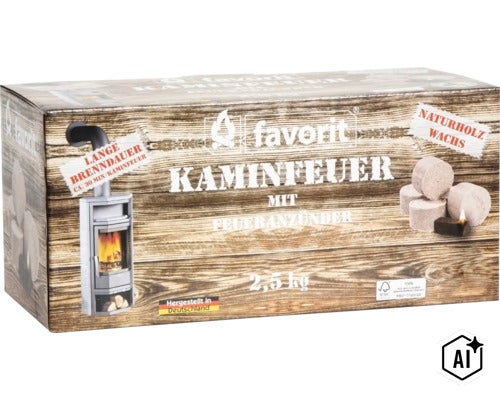 Favorit Kaminfeuer bois d allumage en bois naturel et cire dans un carton de 2,5 kilogrammes (Image AI modified or generated)