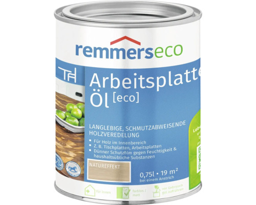 Huile pour plan de travail Remmers eco incolore mat 0,75 litre pour bois intérieur.