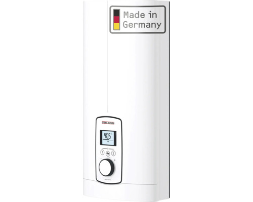Chauffe-eau instantané électronique Stiebel Eltron avec affichage et sélection de la température.
