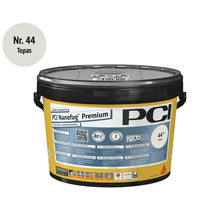 Mortier de jointoiement flexible PCI Nanofug Premium numéro 44 Topas en seau pour carrelages et pierres naturelles.