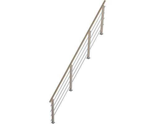 Kit de rampe d escalier en acier inoxydable avec main courante en bois pour montage latéral