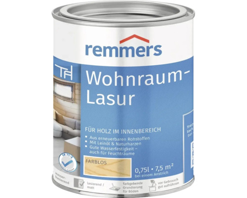 Pot de lasure pour espaces de vie Remmers incolore 0,75 litre pour bois en intérieur à base d huile de lin et de résines naturelles