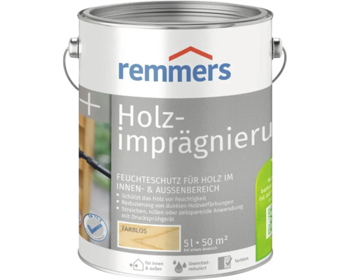 Remmers Holz-Imprägnierung farblos in der 5 Liter Dose für den Feuchtigkeitsschutz von Holz im Innen- und Außenbereich. Remmers Holz-Imprägnierung farblos in der 5 Liter Dose für den Feuchtigkeitsschutz von Holz im Innen- und Außenbereich.