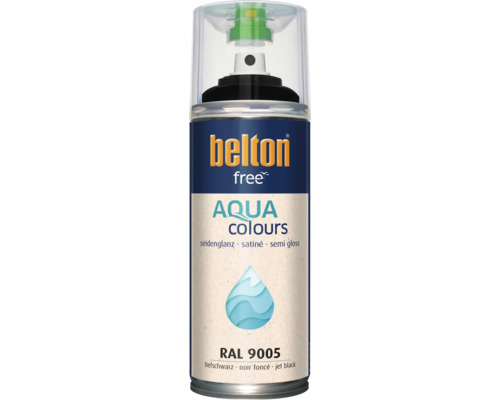 Peinture en aérosol Belton free Aqua satiné en noir foncé RAL 9005