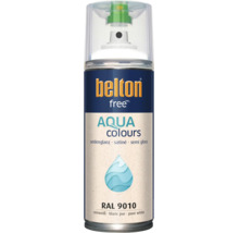 Vernis en aérosol Belton Free Aqua Colours satiné blanc pur RAL 9010