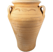 Handgefertigte Terracotta Gartenamphore aus Griechenland mit zwei Griffen und Strukturmuster