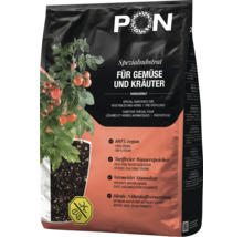 Substrat spécial PON pour légumes et herbes aromatiques, pré-fertilisé, sans tourbe et rétenteur d'eau en sac.