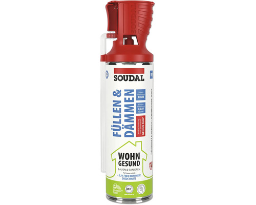 Soudal Füllen und Dämmen PU Schaum mit Genius Gun Applikator für exakte Dosierung und Schall sowie Wärmedämmung
