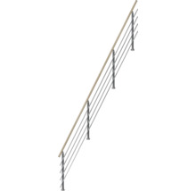 Treppengeländer mit Holzhandlauf und Edelstahlpfosten sowie Querstäben aus Edelstahl für den Innenbereich