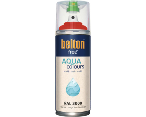 Bombe de peinture Belton Free Aqua Colours rouge feu mat RAL 3000