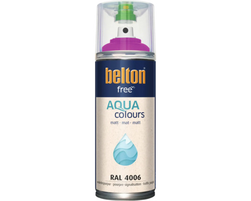 Peinture en aérosol Belton Free Aqua Colours pourpre signalisation mat, RAL 4006, base aqueuse