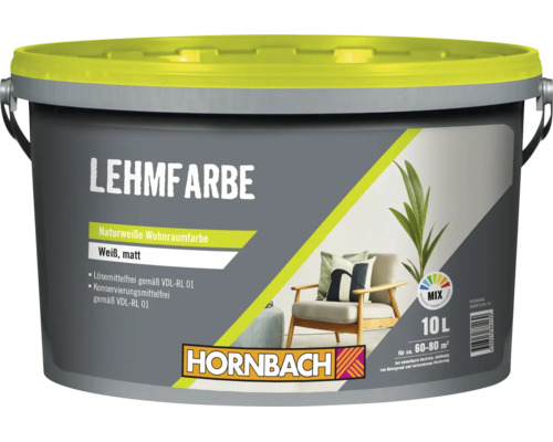 Seau de peinture à l argile Hornbach blanc naturel mat 10 litres sans solvants