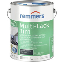 Peinture de protection contre les intempéries Remmers Multi-Lack 3in1 gris anthracite 5 litres seau à base d eau pour bois métal et plastique