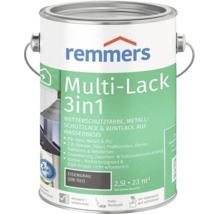 Peinture de protection contre les intempéries Remmers Multi Lack 3in1 en gris fer, pot de 2,5 litres pour bois, métal et plastique.