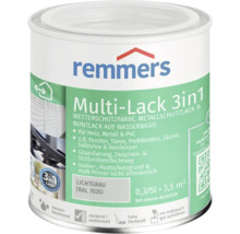 Peinture protectrice Remmers Multi Lack 3 en 1 gris clair RAL 7035, laque à base d'eau pour bois, métal et PVC, contenance 0,375 litre.