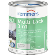 Peinture multi usages 3 en 1 Remmers pour bois, métal et plastique en gris clair, bidon de 0,75 litre