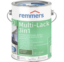 Peinture multifonction Remmers Multi Lack 3 en 1, protection métaux et bois, teinte vert mousse RAL 6005, bidon de 2,5 litres.