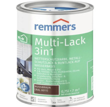 Pot de peinture de protection contre les intempéries Remmers Multi Lack 3 en 1 brun noisette 0,75 litre pour bois métal et plastique