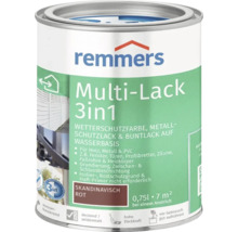 Peinture de protection contre les intempéries Remmers Multi Lack 3in1 rouge scandinave, boîte de 0,75 litre pour bois, métal et plastique.