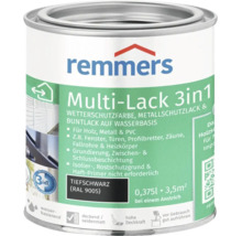 Remmers Multi Lack 3 in 1 Wetterschutzfarbe und Metallschutzlack tiefschwarz wasserbasiert 0,375 Liter