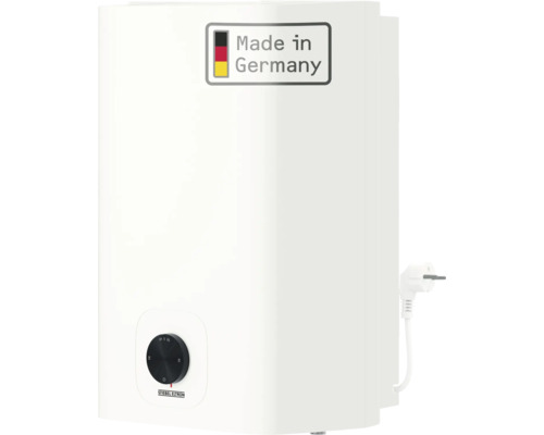 Petit chauffe-eau Stiebel Eltron sous évier avec bouton de réglage de la température et label Made in Germany
