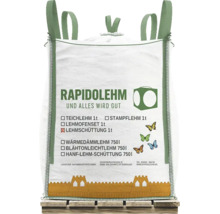 Matériau de remblai en argile Rapidolehm dans un big bag avec poignées pour le stockage et le transport de matériaux de construction.
