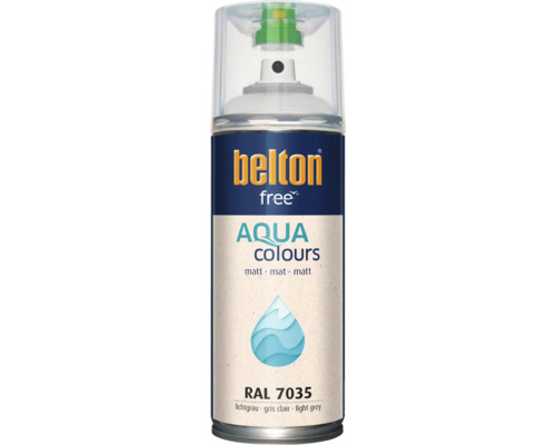 Belton Free Aqua Colours Sprühlack in Lichtgrau matt RAL 7035, wasserbasierter Lack für verschiedene Oberflächen.