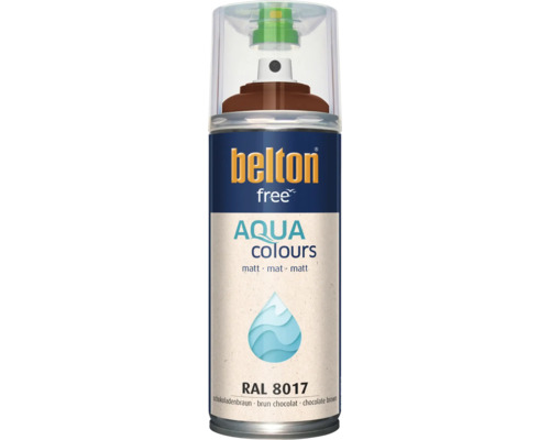 Belton Free Aqua Colours Sprühlack in Schokoladenbraun RAL 8017, matt, wasserbasierter Lack für Innen- und Außenanwendungen